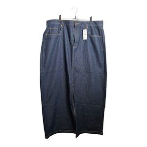 High-Rise Front-Slit Denim Maxi Skirt sz 16